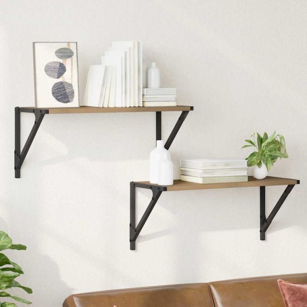 Стени за рафтове 2 pcs Дъб 60 x 25 x 25,5 cm Инженерно дърво