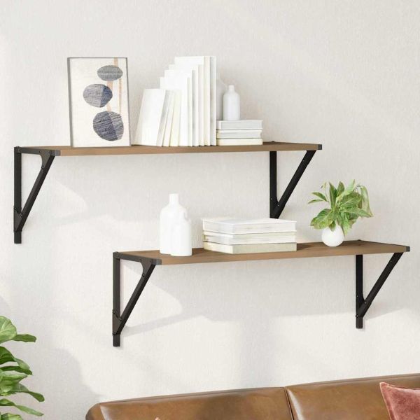 Стени за рафтове 2 pcs Дъб 80 x 25 x 25,5 cm Инженерно дърво