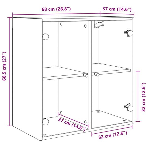 Стенен шкаф Черния дъб 68 x 37 x 68,5 см Инженерно дърво