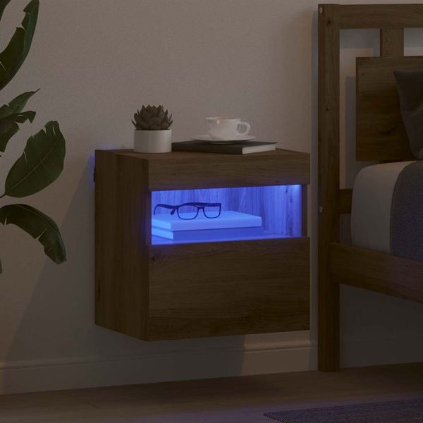 TV стенен шкаф с LED Дъб 40 x 30 x 40 см Инженерно дърво