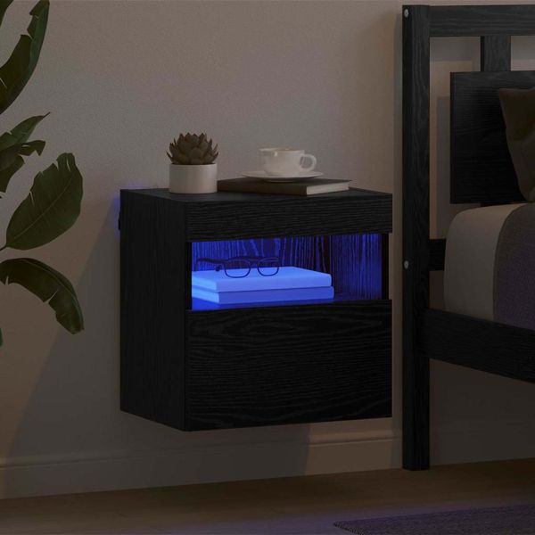TV стенен шкаф с LED Черния дъб 40 x 30 x 40 см Инженерно дърво