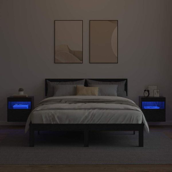 Кабинети за телевизор на стената с LED 2 pcs Черния дъб