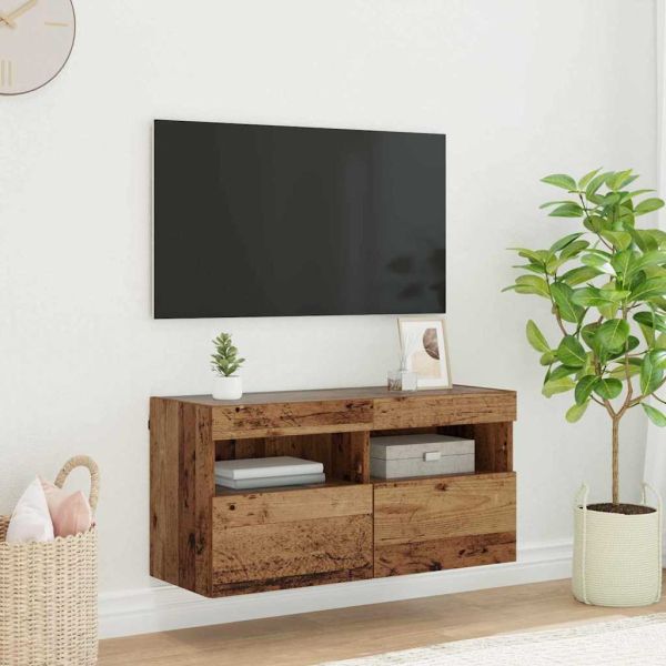 TV стенен шкаф Старо дърво 80 х 30 х 40 см Инженерно дърво