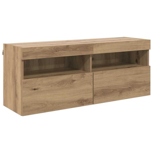 TV стенен шкаф с LED Дъб 100 x 30 x 40 см Инженерно дърво