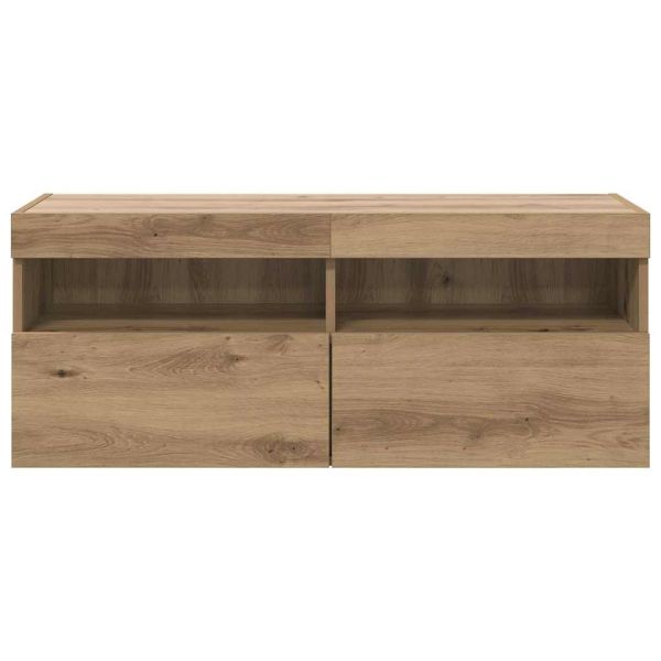 TV стенен шкаф с LED Дъб 100 x 30 x 40 см Инженерно дърво