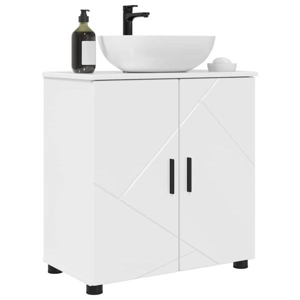Шкаф за баня със съхранение Лъскаво бяло 61 x 35 x 64 см