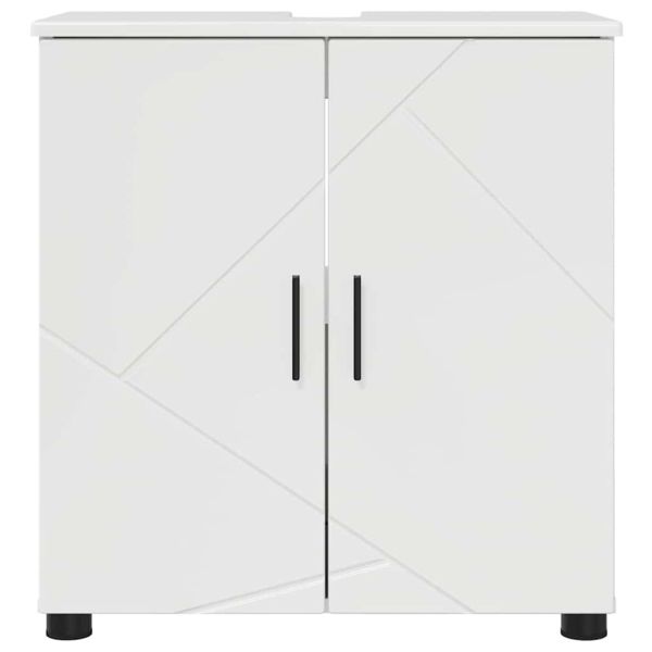 Шкаф за баня със съхранение Лъскаво бяло 61 x 35 x 64 см