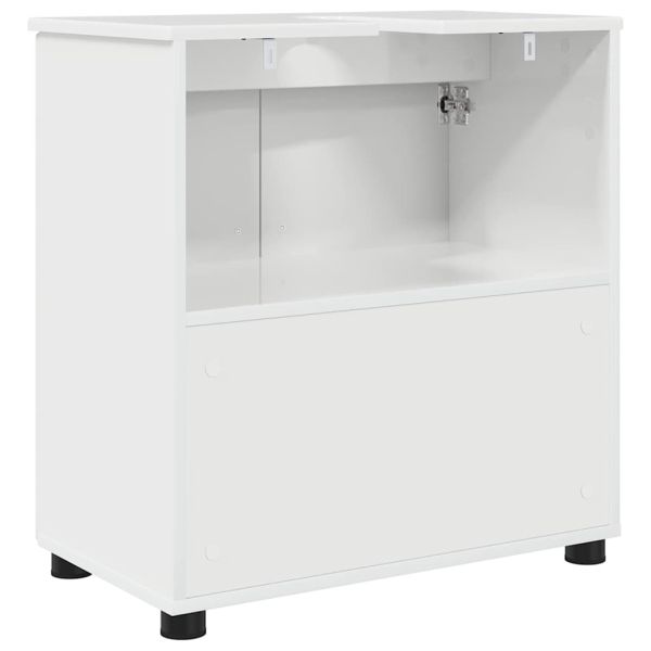 Шкаф за баня със съхранение Лъскаво бяло 61 x 35 x 64 см