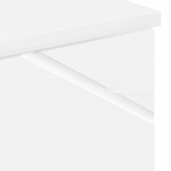 Шкаф за баня със съхранение Лъскаво бяло 30 x 35 x 192 см