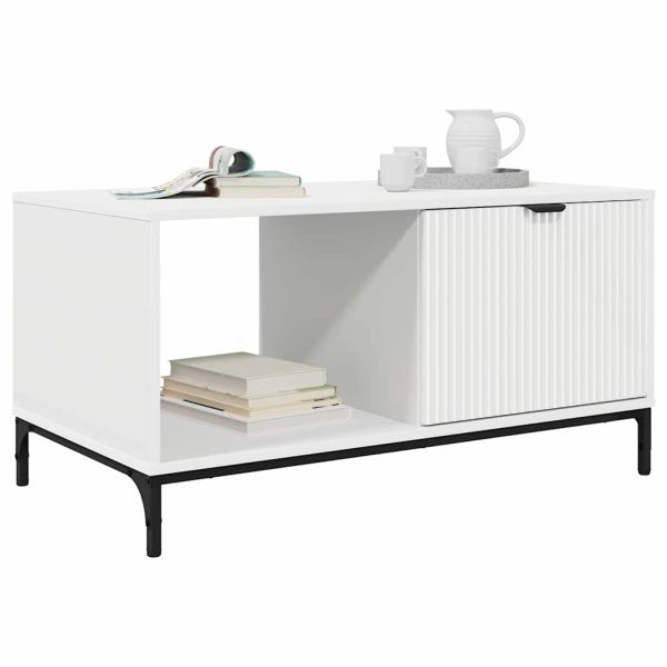Масичка за кафе с чекмедже Бяло 90 x 49 x 46 см Инженерно дърво