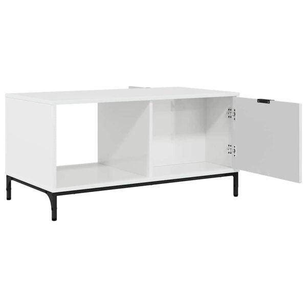 Масичка за кафе Лъскаво бяло 90 x 49 x 46 см Инженерно дърво