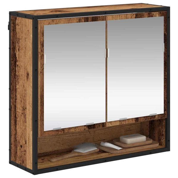 Стенен рафт с рафт със съхранение Старо дърво 65 x 20 x 60 см