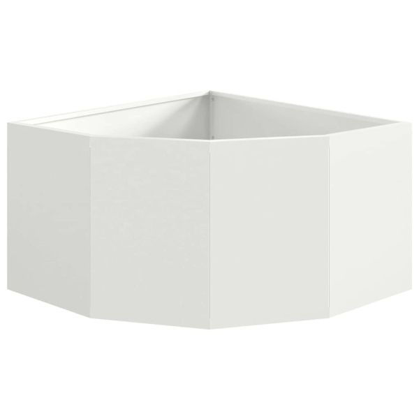 Ъглов сандък за цветя Бяло 60 x 60 x 35 cm Стомана