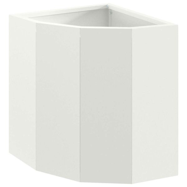 Ъглов сандък за цветя Бяло 30 x 30 x 35 см Стомана