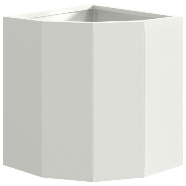 Ъглов сандък за цветя Бяло 30 x 30 x 35 см Стомана