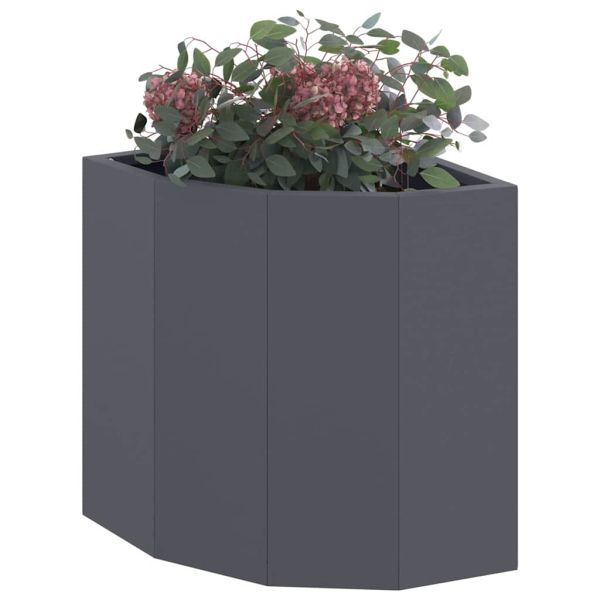Ъглов сандък за цветя Антрацит 30 x 30 x 35 см Стомана