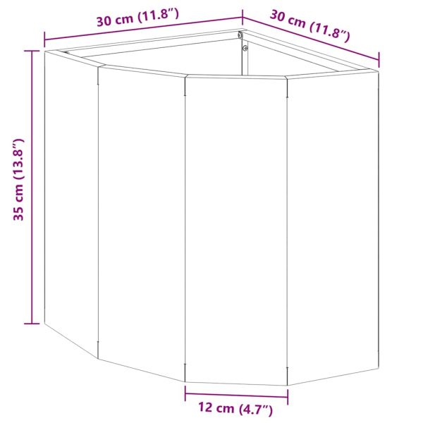 Ъглов сандък за цветя Антрацит 30 x 30 x 35 см Стомана
