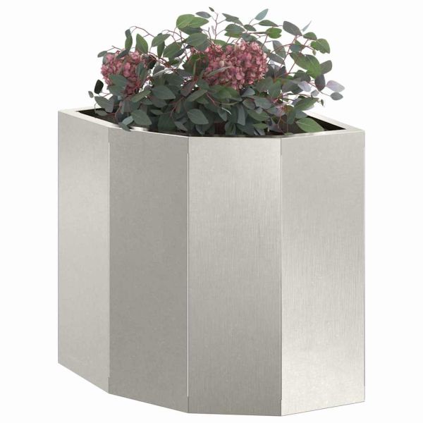 Ъглов сандък за цветя Сребрист 30 x 30 x 35 см