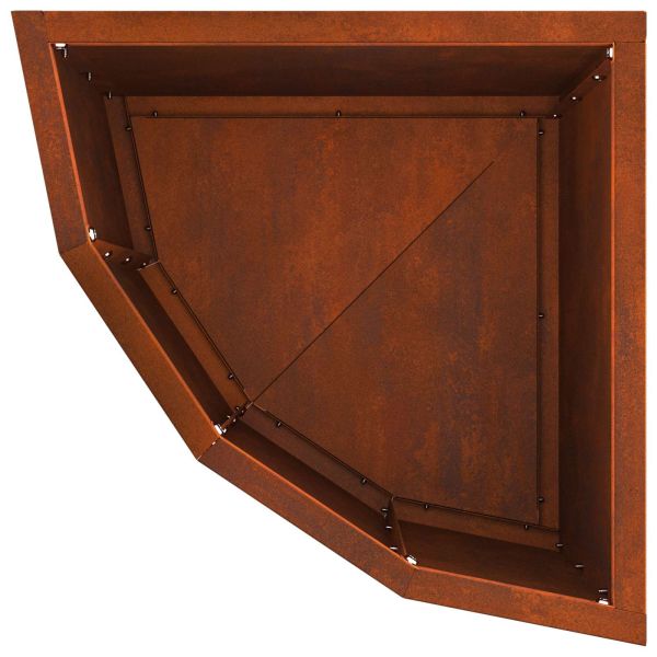 Ъглов сандък за цветя Ръждясало 30 x 30 x 35 см