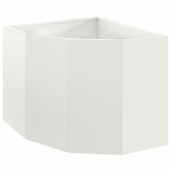Ъглов сандък за цветя Бяло 60 x 60 x 50 см Стомана