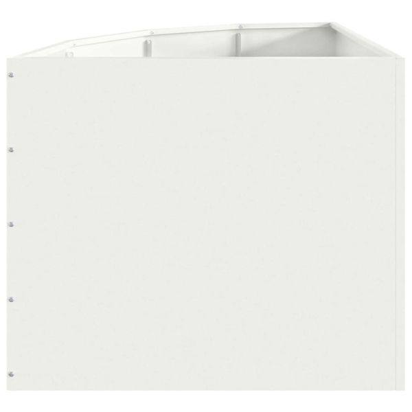 Ъглов сандък за цветя Бяло 60 x 60 x 50 см Стомана