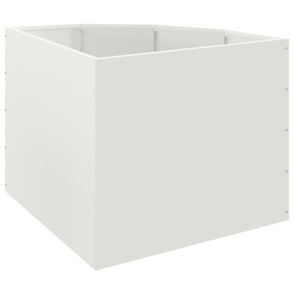 Ъглов сандък за цветя Бяло 60 x 60 x 50 см Стомана