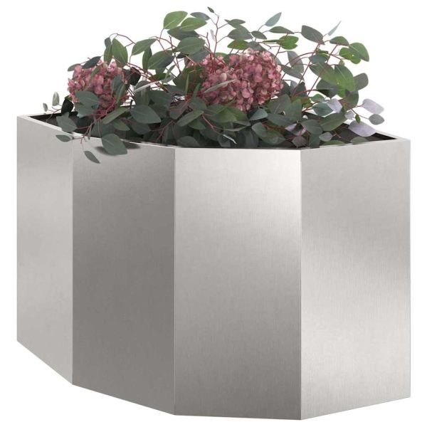 Ъглов сандък за цветя Сребрист 60 x 60 x 50 см