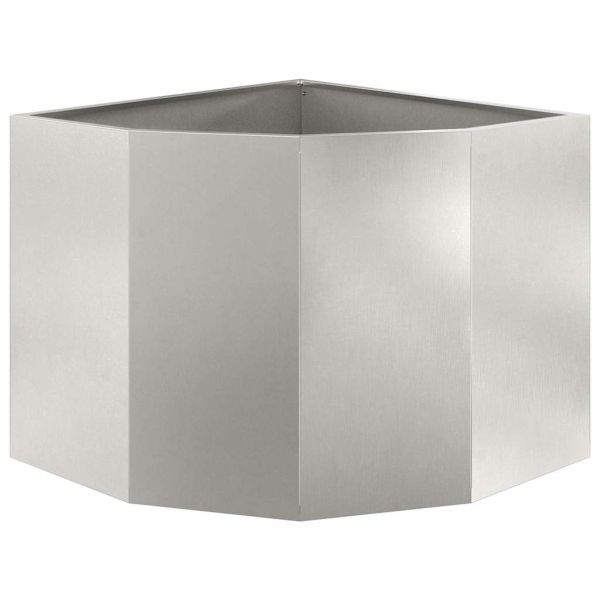 Ъглов сандък за цветя Сребрист 60 x 60 x 50 см