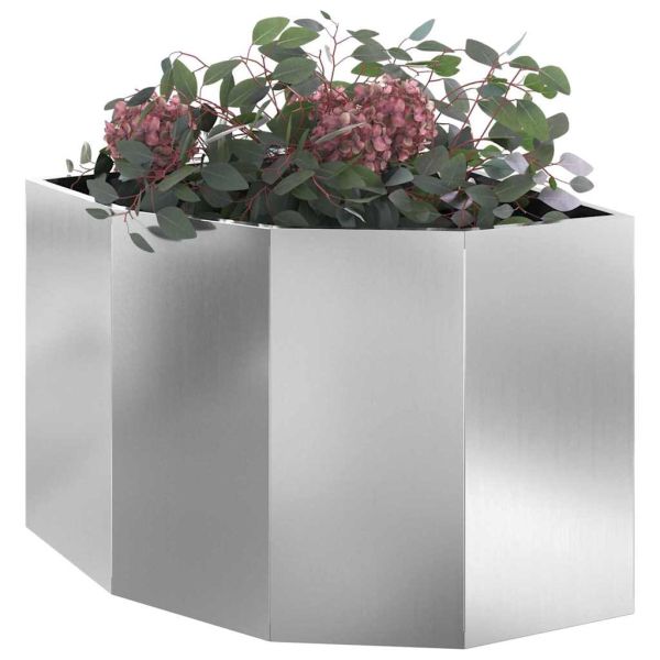Ъглов сандък за цветя Сребрист 60 x 60 x 50 см