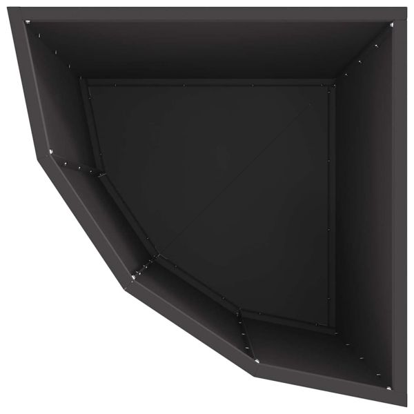 Ъглов сандък за цветя Черно 45 x 45 x 50 см Стомана