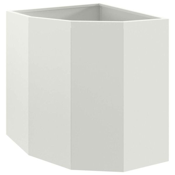 Ъглов сандък за цветя Бяло 45 x 45 x 50 см Стомана