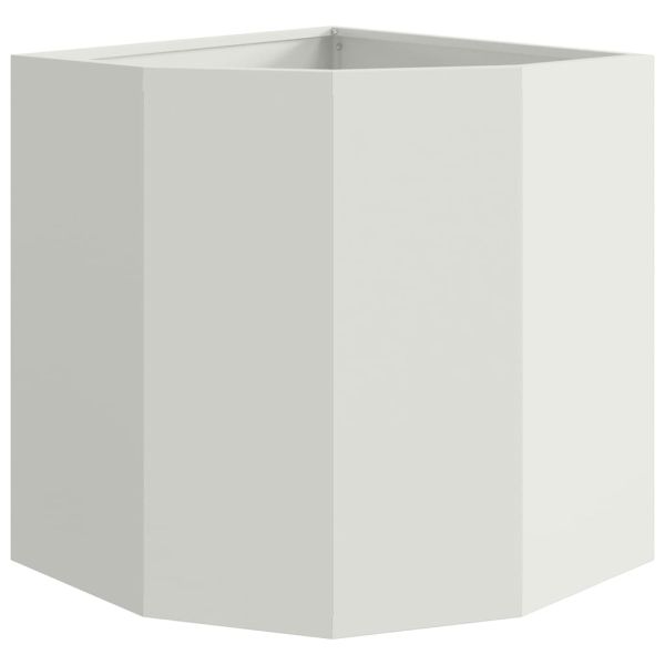 Ъглов сандък за цветя Бяло 45 x 45 x 50 см Стомана