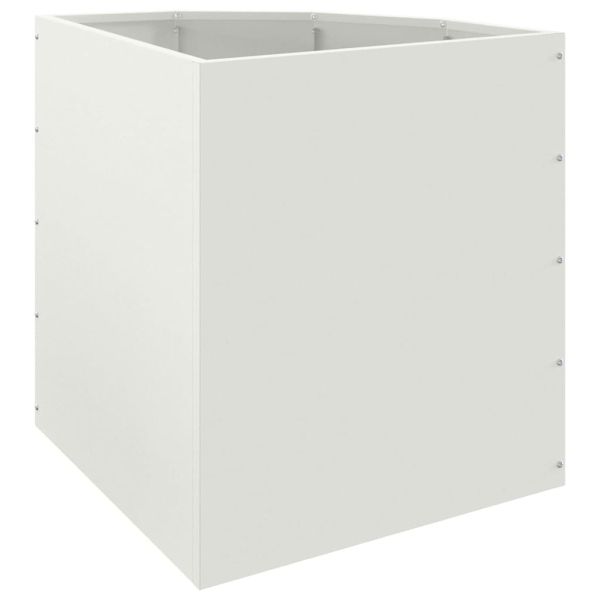 Ъглов сандък за цветя Бяло 45 x 45 x 50 см Стомана