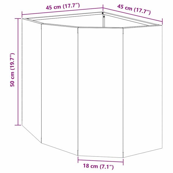 Ъглов сандък за цветя Бяло 45 x 45 x 50 см Стомана