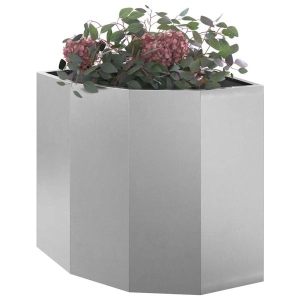 Ъглов сандък за цветя Сребрист 45 x 45 x 50 см