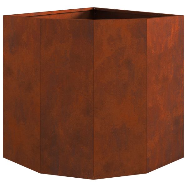 Ъглов сандък за цветя Ръждясало 45 x 45 x 50 см