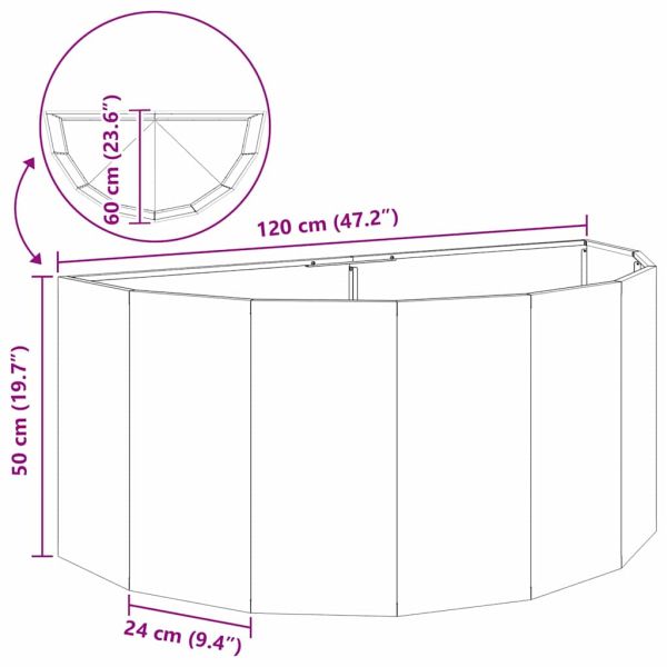 Кашпа Антрацит 120 x 60 x 50 см Стомана