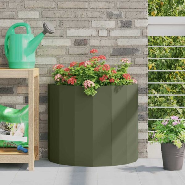 Кашпа Маслинено зелено 60 x 30 x 50 см Стомана