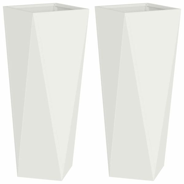 Кашпа 2 pcs Бяло 30 x 30 x 75 см Стомана
