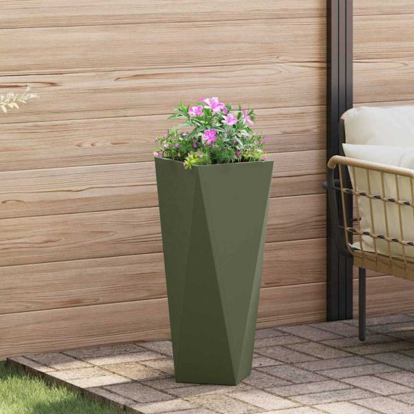 Кашпа Маслинено зелено 30 x 30 x 75 см Стомана
