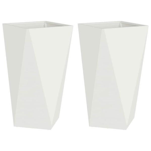 Кашпа 2 pcs Бяло 40 x 40 x 75 cm Стомана