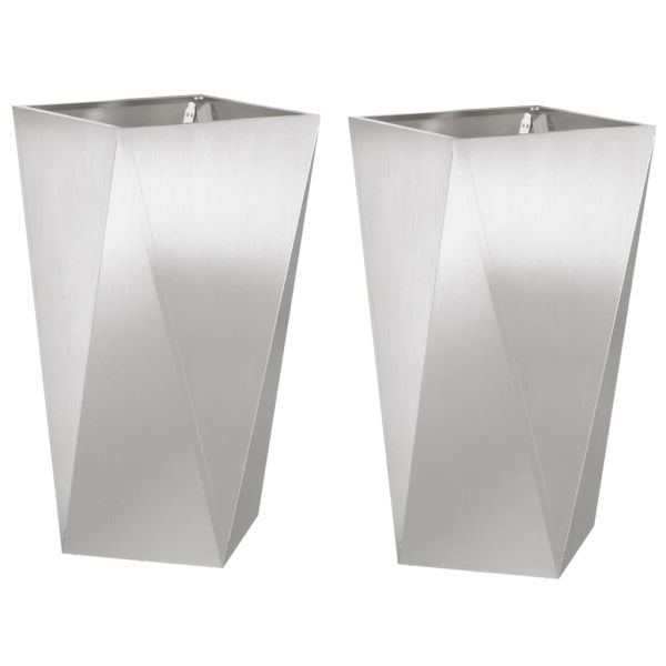 Кашпа 2 pcs Сребрист 40 x 40 x 75 cm Неръждаема стомана
