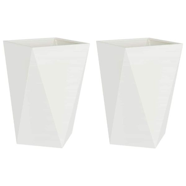 Кашпа 2 pcs Бяло 50 x 50 x 75 cm Стомана