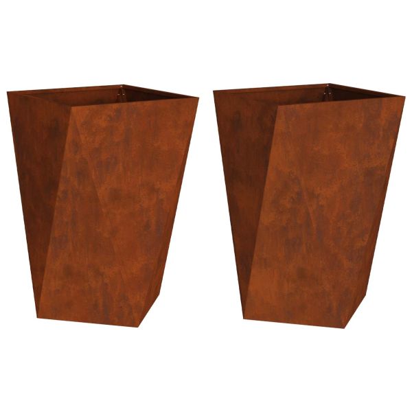 Кашпа 2 pcs Ръждясало 50 x 50 x 75 cm Патинираща стомана