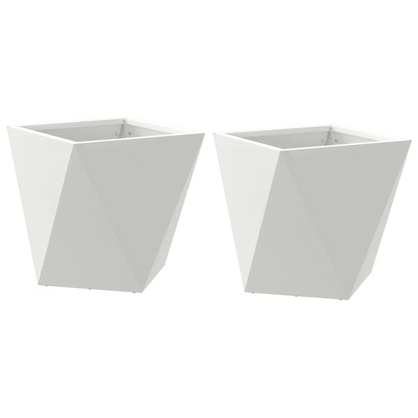 Кашпа 2 pcs Бяло 30 x 30 x 30 cm Стомана