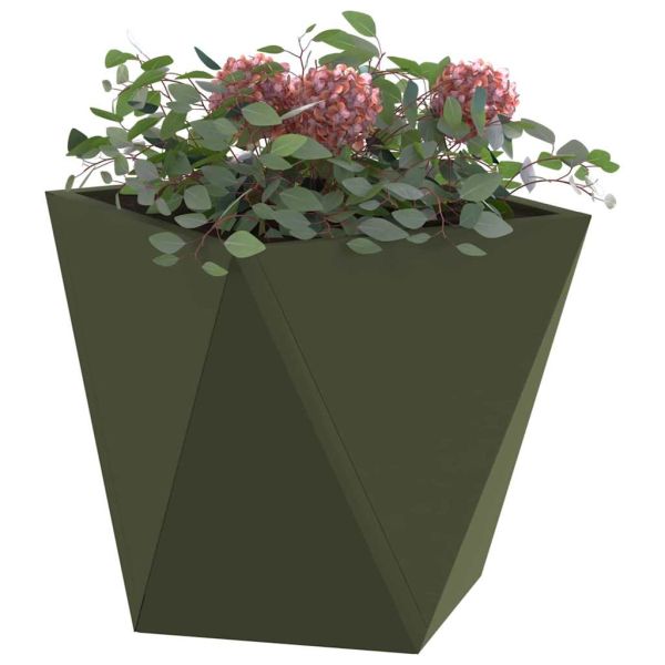 Кашпа 2 pcs Маслинено зелено 30 x 30 x 30 cm Стомана