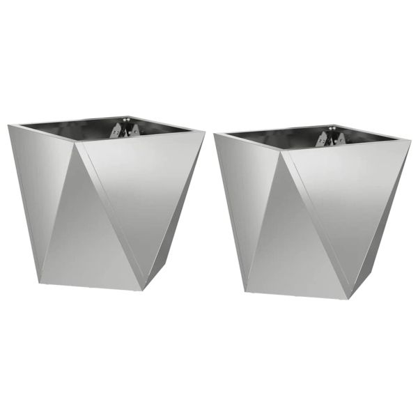 Кашпа 2 pcs Сребрист 30 x 30 x 30 cm Галванизирана стомана