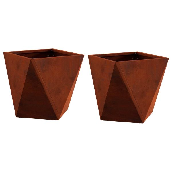 Кашпа 2 pcs Ръждясало 30 x 30 x 30 cm Патинираща стомана