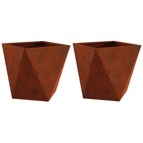 Кашпа 2 pcs Ръждясало 40 x 40 x 40 cm Патинираща стомана