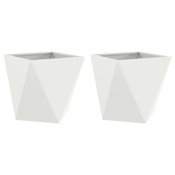 Кашпа 2 pcs Бяло 50 x 50 x 50 cm Стомана